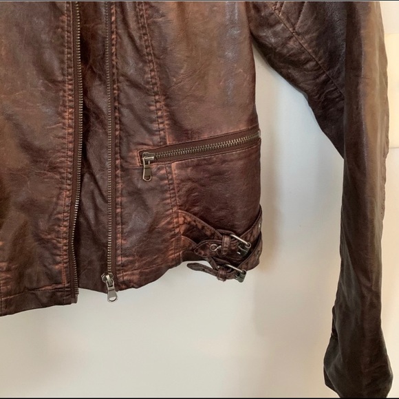 COPY - Brown faux leather moto jacket spring and fall - Picture 6 of 8